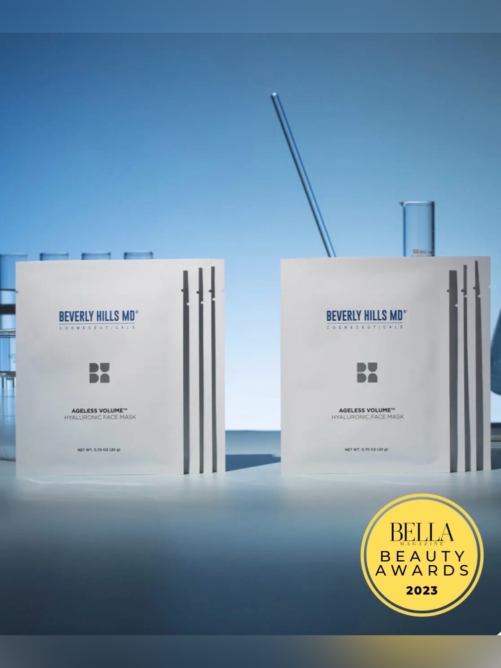 Beverly Hills MD Ageless Volume Hyaluronic Face Masks/8 complete mask set! NIB!